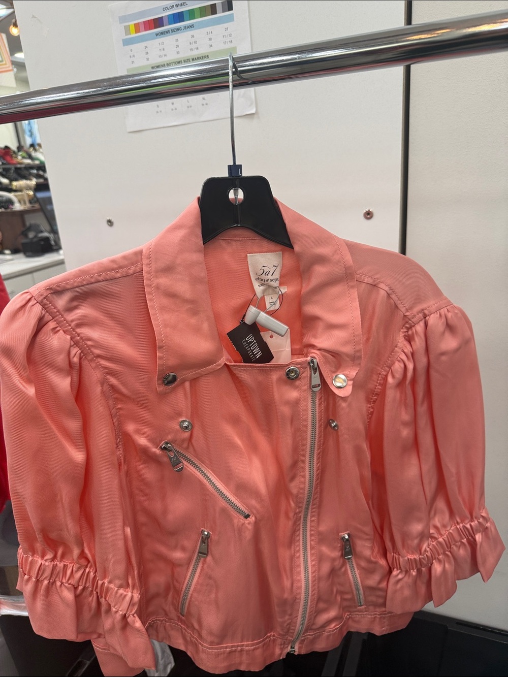 cinq a sept Coral Pink Cropped Utility Jacket